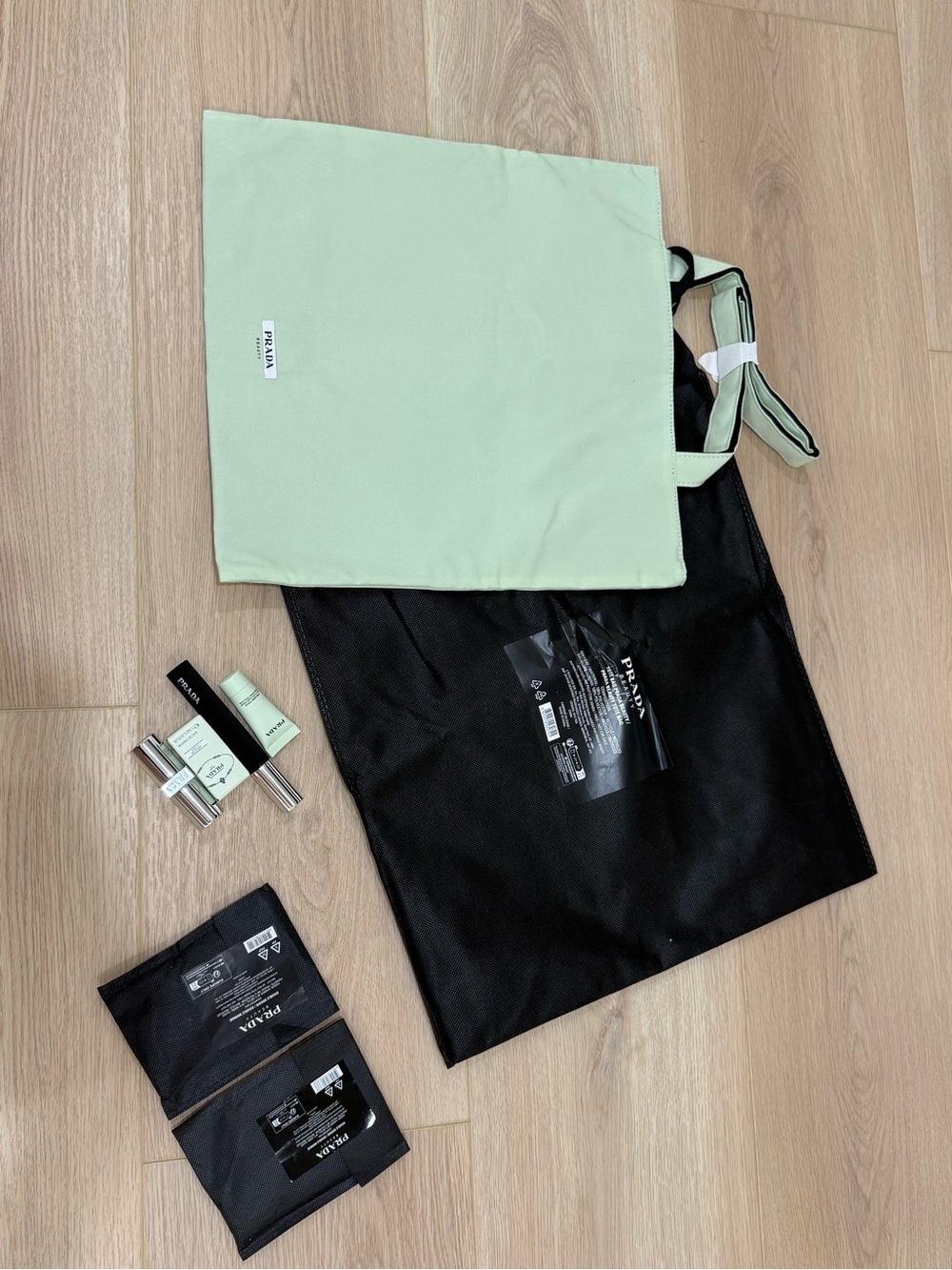 PRADA beauty tote bag mirrors and makeup